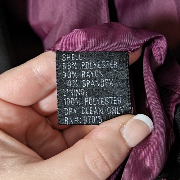 Vintage Maroon Lined Larry Levine Classics Single Button Black Blazer Size 8 - Picture 9 of 9